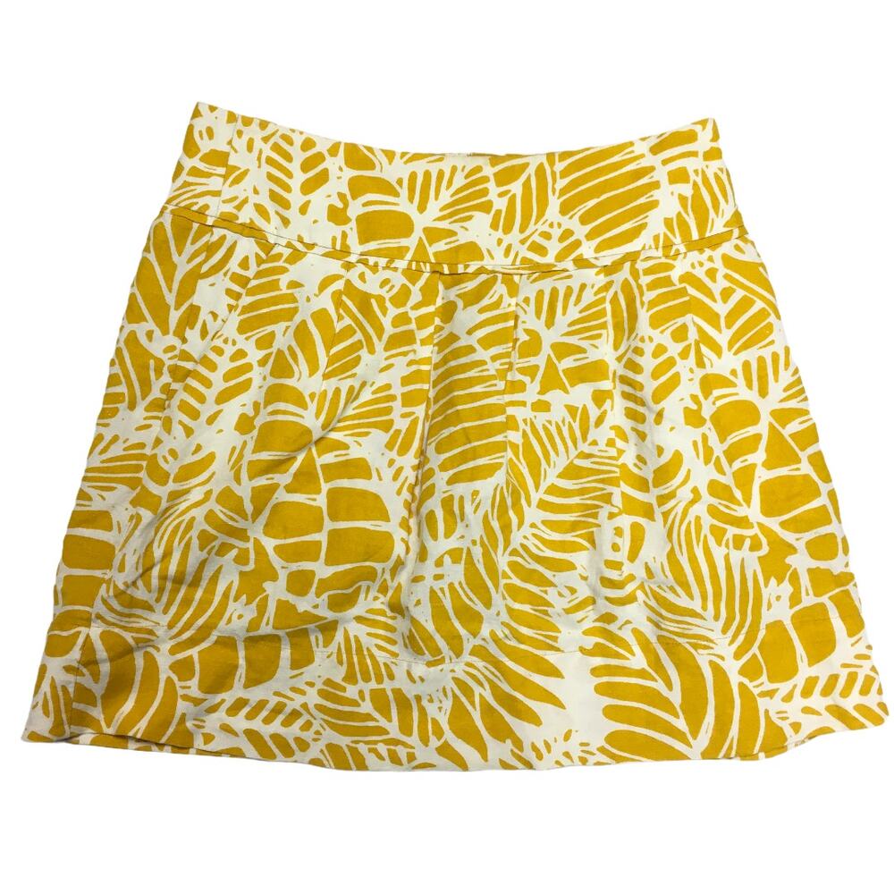 Ann Taylor LOFT Skirt Stenciled Leaf Stroll Pockets Women's 2 Work Office Casual